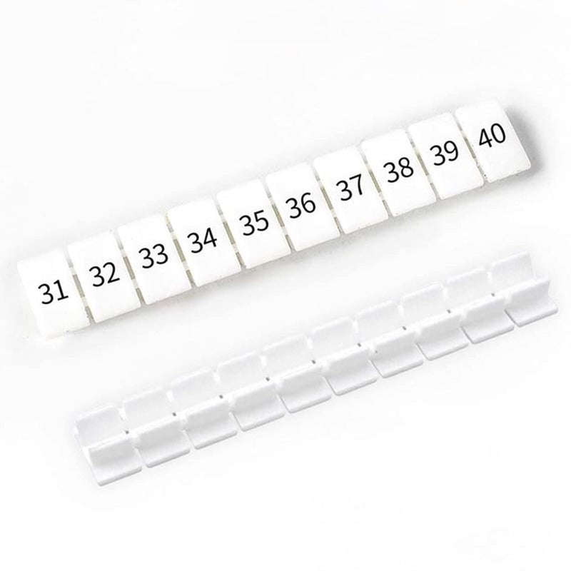 Erayco 20 Pcs Terminal Marker Strip - Terminal Blocks Labels Marking Tags Mark Bar for UK2.5B/UK5N /UDK4/ UKK5 DIN Rail Terminal Label (31-40) - Image 1